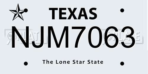 NJM7063 Texas License Plate