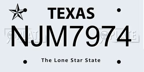 NJM7974 Texas License Plate