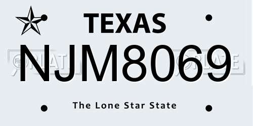 NJM8069 Texas License Plate