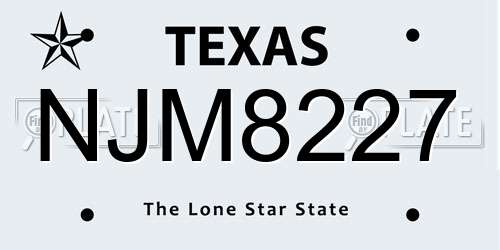 NJM8227 Texas License Plate