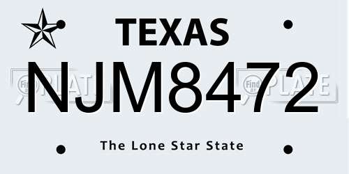 NJM8472 Texas License Plate
