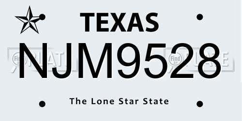 NJM9528 Texas License Plate