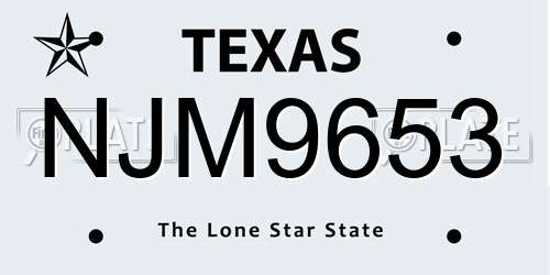 NJM9653 Texas License Plate