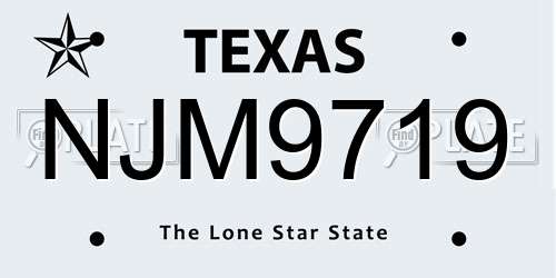 NJM9719 Texas License Plate