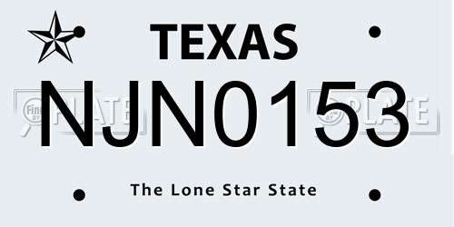 NJN0153 Texas License Plate