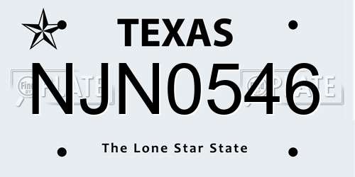 NJN0546 Texas License Plate