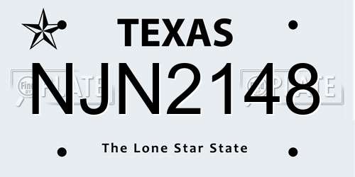 NJN2148 Texas License Plate