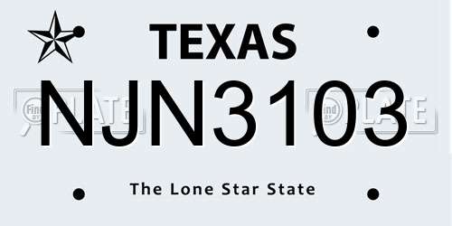 NJN3103 Texas License Plate