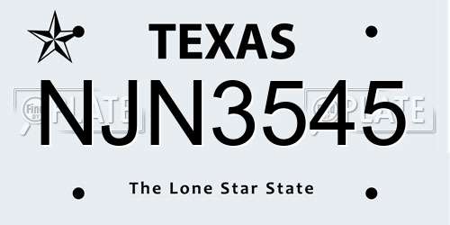 NJN3545 Texas License Plate