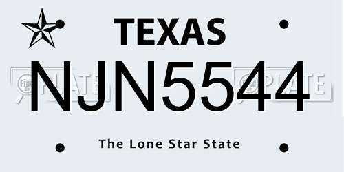 NJN5544 Texas License Plate