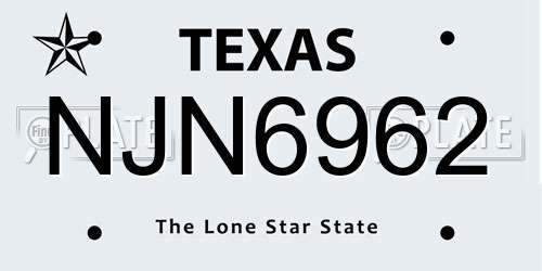 NJN6962 Texas License Plate