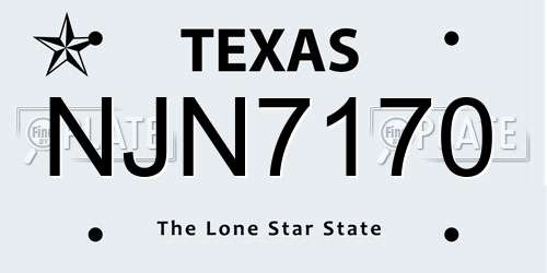 NJN7170 Texas License Plate