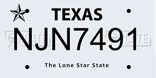 NJN7491 Texas License Plate