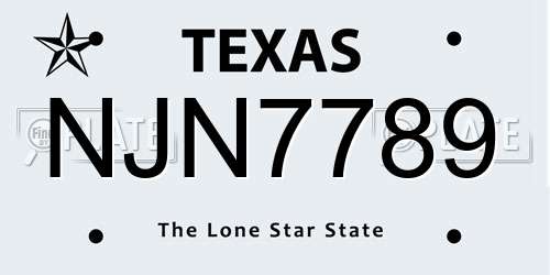 NJN7789 Texas License Plate