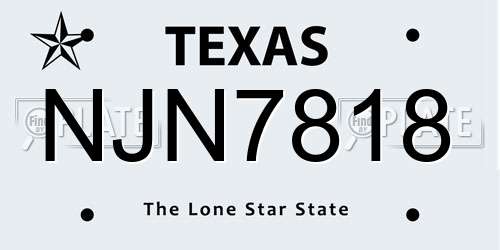 NJN7818 Texas License Plate