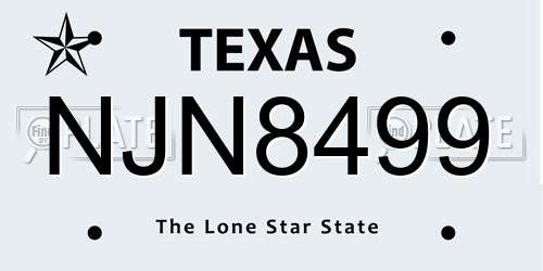 NJN8499 Texas License Plate
