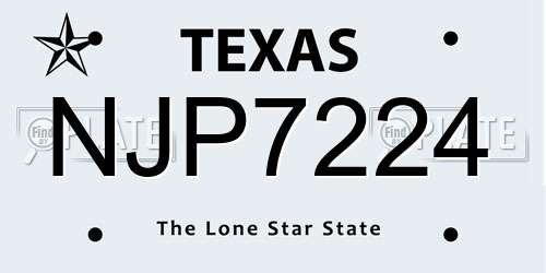NJP7224 Texas License Plate