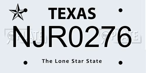 NJR0276 Texas License Plate