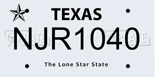 NJR1040 Texas License Plate