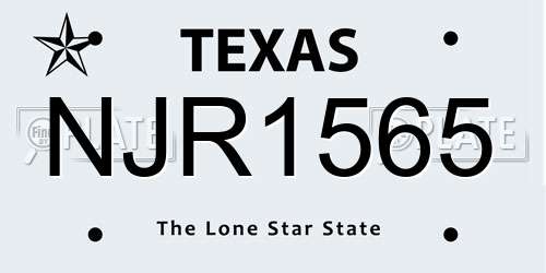 NJR1565 Texas License Plate