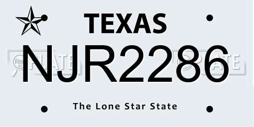 NJR2286 Texas License Plate