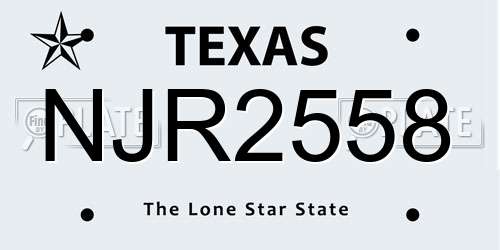 NJR2558 Texas License Plate