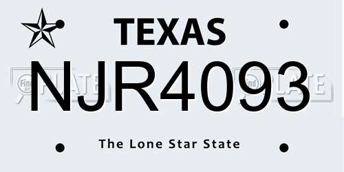 NJR4093 Texas License Plate
