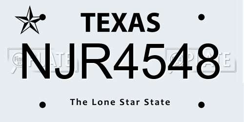 NJR4548 Texas License Plate