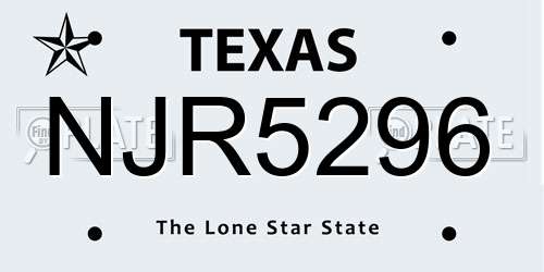 NJR5296 Texas License Plate