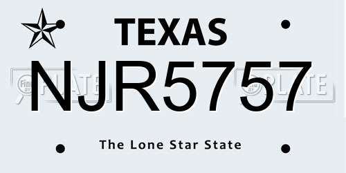 NJR5757 Texas License Plate