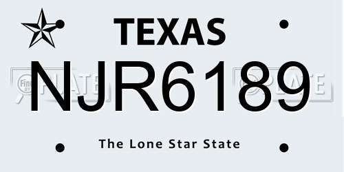 NJR6189 Texas License Plate