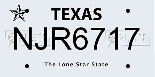 NJR6717 Texas License Plate