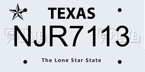 NJR7113 Texas License Plate