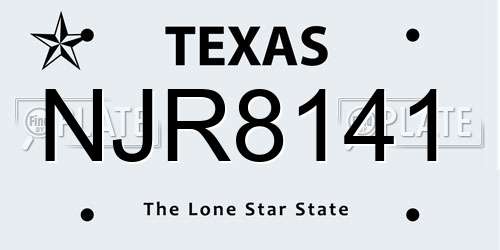 NJR8141 Texas License Plate