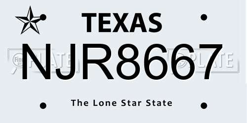 NJR8667 Texas License Plate