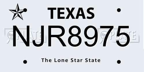 NJR8975 Texas License Plate