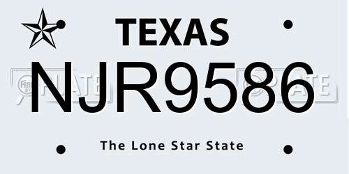 NJR9586 Texas License Plate