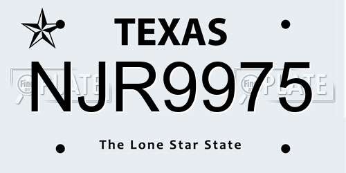 NJR9975 Texas License Plate