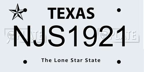 NJS1921 Texas License Plate