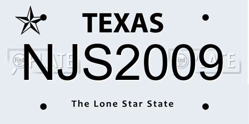NJS2009 Texas License Plate