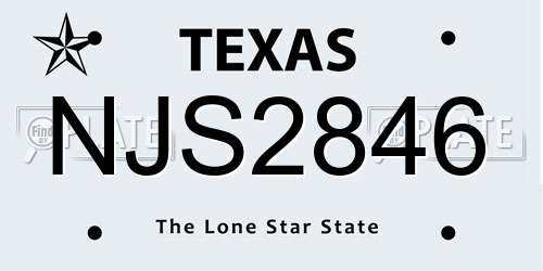 NJS2846 Texas License Plate