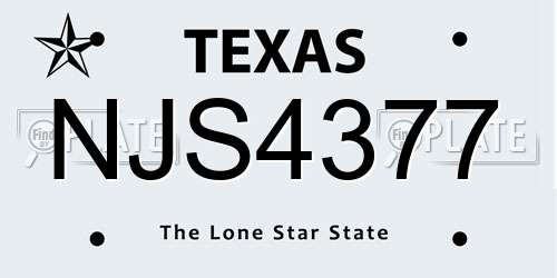 NJS4377 Texas License Plate