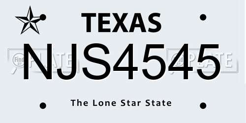 NJS4545 Texas License Plate