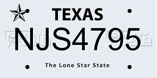 NJS4795 Texas License Plate