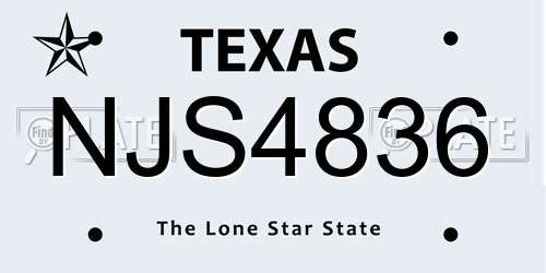 NJS4836 Texas License Plate