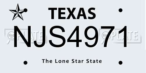 NJS4971 Texas License Plate