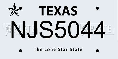 NJS5044 Texas License Plate