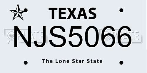 NJS5066 Texas License Plate