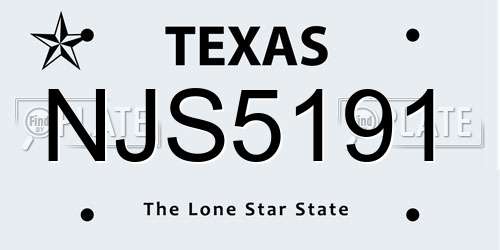 NJS5191 Texas License Plate