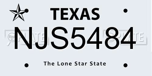 NJS5484 Texas License Plate